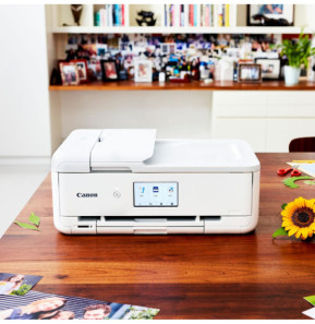 Imprimante photo jet d'encre couleur multifonction A3 sans fil Canon PIXMA TS9551Ca, blanc