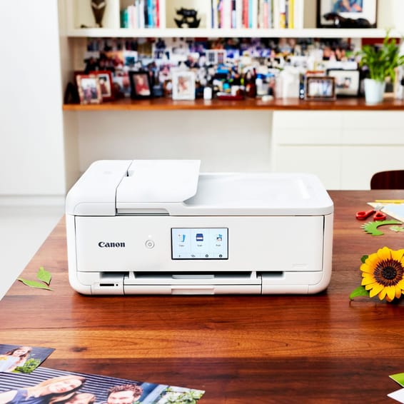 Imprimante photo jet d'encre couleur multifonction A3 sans fil Canon PIXMA TS9551Ca, blanc