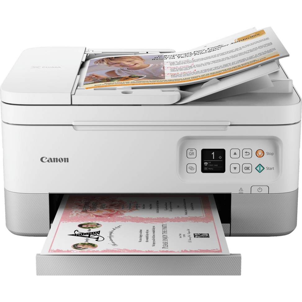Imprimante photo jet d'encre couleur 3-en-1 sans fil Canon PIXMA TS7451i, blanche — image 2