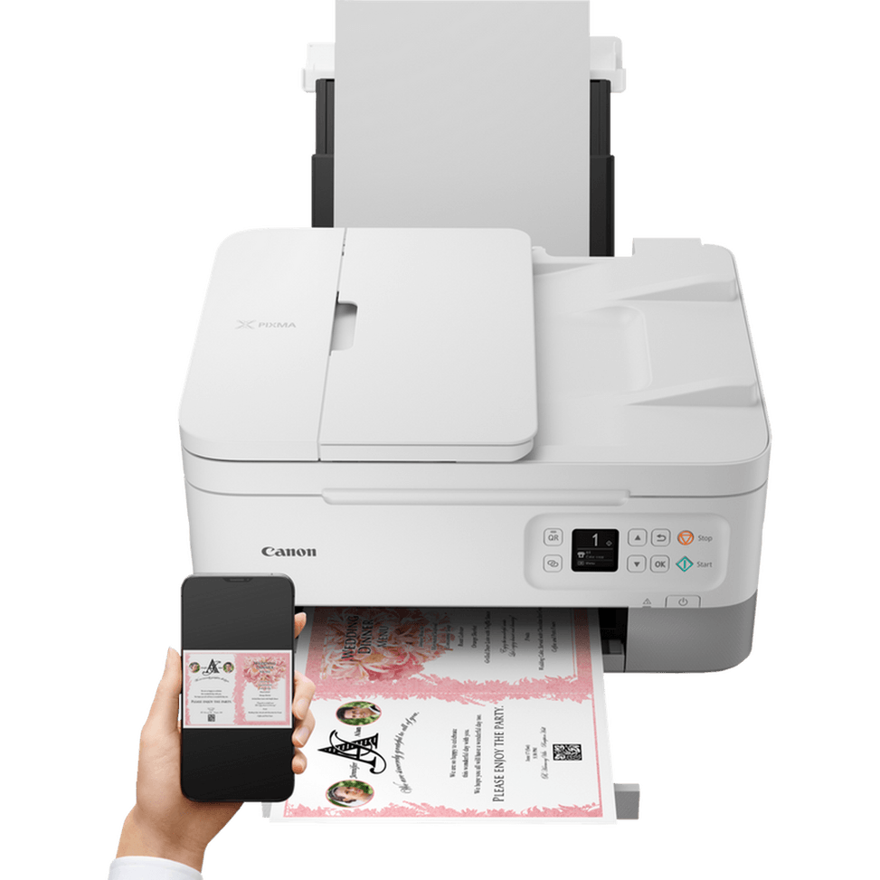Imprimante photo jet d'encre couleur 3-en-1 sans fil Canon PIXMA TS7451i, blanche — image 8