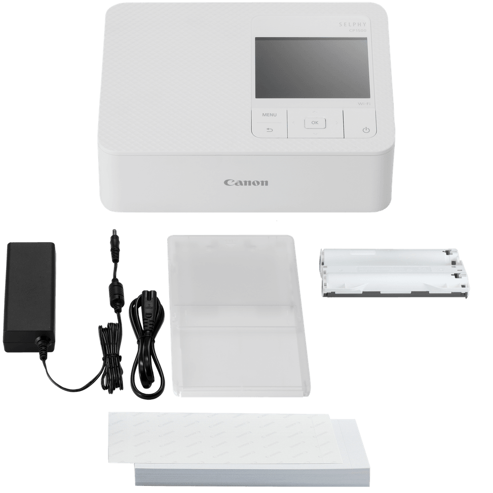 Kit imprimante photo portable Canon SELPHY CP1500, blanche + 54 feuilles de papier photo — image 13