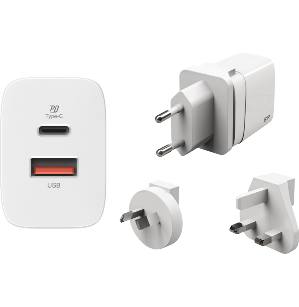 Chargeur mural 20 watts Silicon Power QM16 avec adaptateur multi-pays