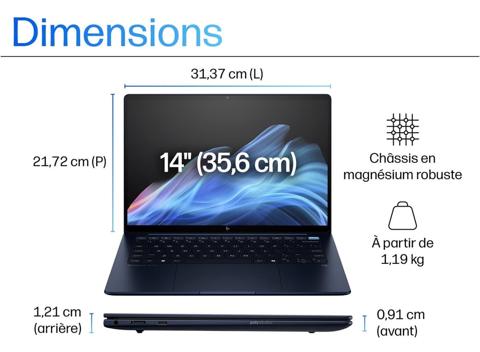 PC Portable Professionnel IA HP EliteBook Ultra G1i 14" — image 3