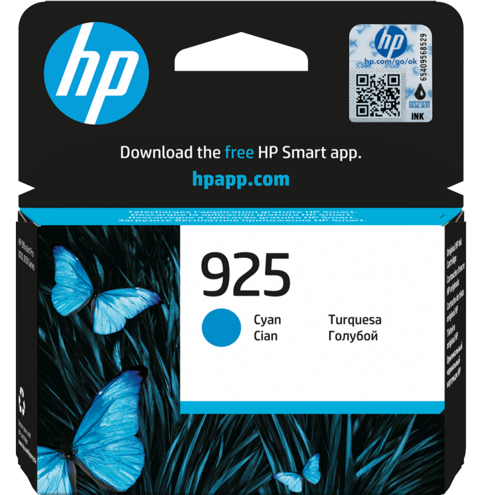 HP 925 Cyan - Cartouche d'encre HP d'origine (4K0V6PE)