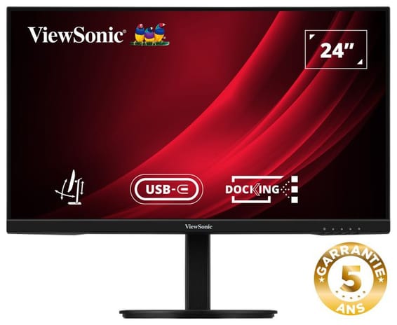 ViewSonic VG2409U-2 Écran station d'accueil, ergonomique de 24 pouces Full HD avec Hub USB-C