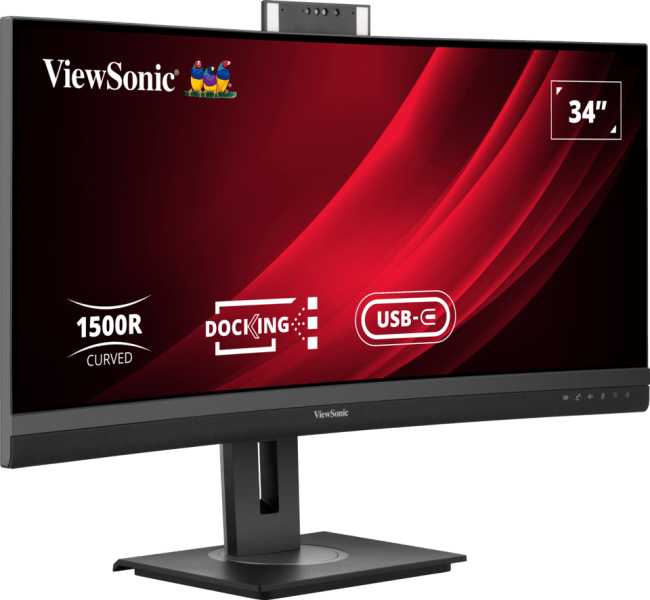 ViewSonic VG3457CV Écran d'accueil pour visioconférence 34 pouces UWQHD 21:9 incurvé avec Webcam pop-up certifiée Windows Hello  — image 3