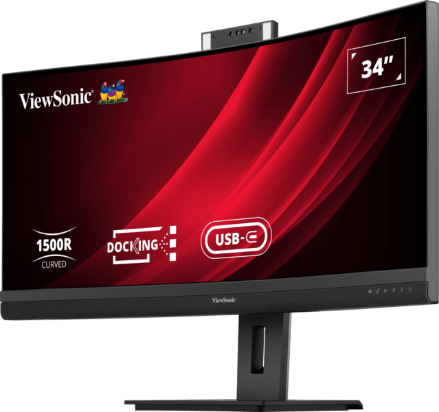 ViewSonic VG3457CV Écran d'accueil pour visioconférence 34 pouces UWQHD 21:9 incurvé avec Webcam pop-up certifiée Windows Hello  — image 4