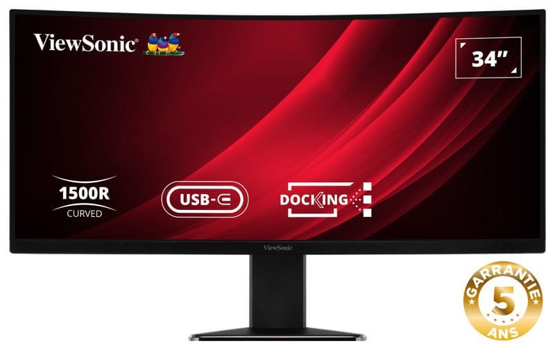 ViewSonic Moniteur incurvé WQHD de 34" Pouces avec commutateur KVM — image 1