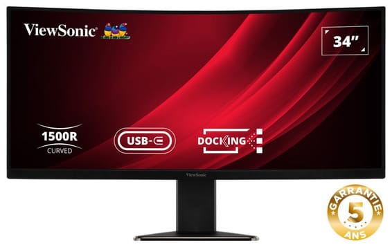 ViewSonic Moniteur incurvé WQHD de 34" Pouces avec commutateur KVM