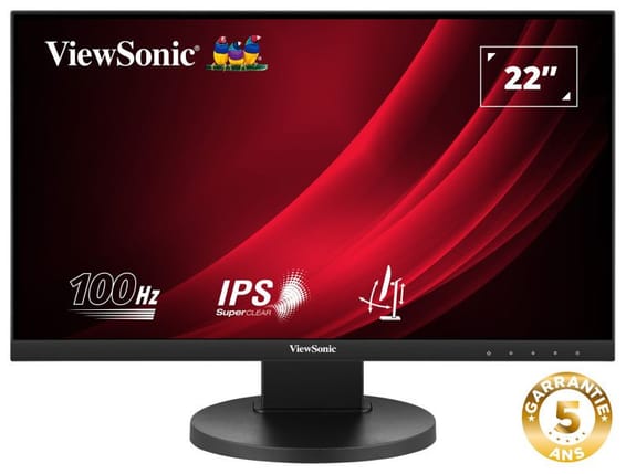 ViewSonic VG2208A Moniteur Ergonomique Full HD 100 Hz 22 pouces avec hub USB