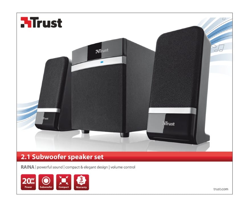 Haut-parleurs Trust RAINA 2.1- stéréo 2.1 RMS 10 Watts (18925)