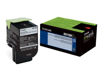Cartouche de toner Noir Lexmark 801SK Standard (80C1SK0)