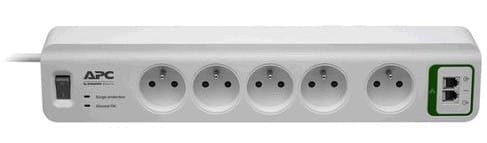Bloc parafoudre 5 prises 230V APC Essential SurgeArrest PM5T-FR avec 2 entrées RJ-11