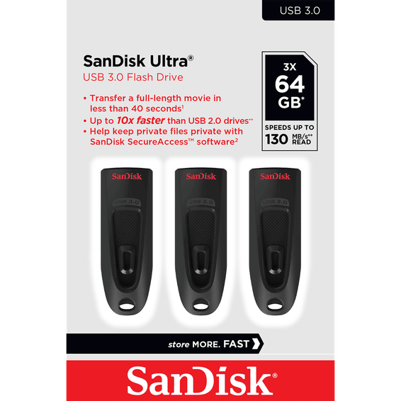 Clef USB 3.0 SanDisk Ultra - 64 Go