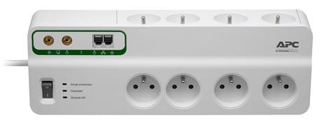 Multiprise Parafoudre APC Essential SurgeArrest 8 prises 230V France avec 2 x RJ11 et 2 x Coaxial