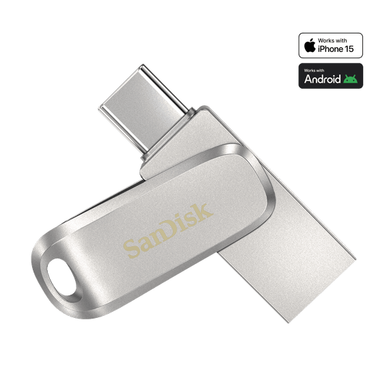 Clé USB Type-C™ SanDisk Ultra® Dual Drive Luxe - 128 Go - Argent