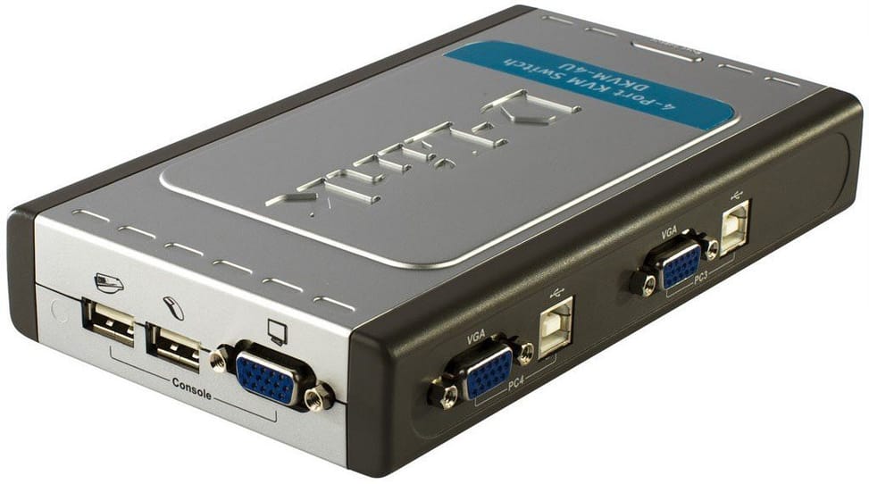 Switch KVM D-Link 4 ports clavier-écran-souris avec câbles intégrés USB (DKVM-4U)