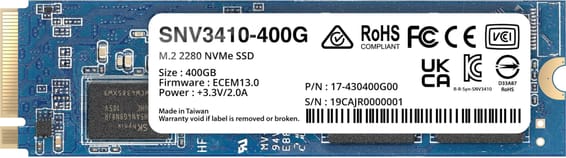 Disque Dur interne SSD Synology SNV3410 NVMe M.2 2280 Série Enterprise 400 Go pour NAS (SNV3410-400G)