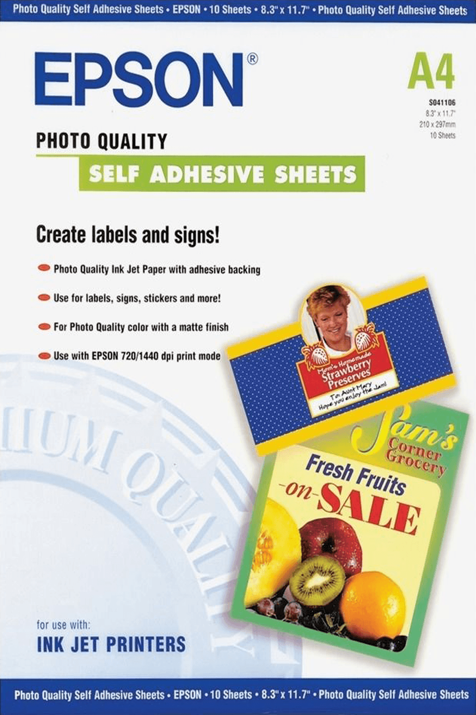 Epson Self-Adhesive Photo Paper - A4 - Papier autocollant photo (C13S041106) — image 1