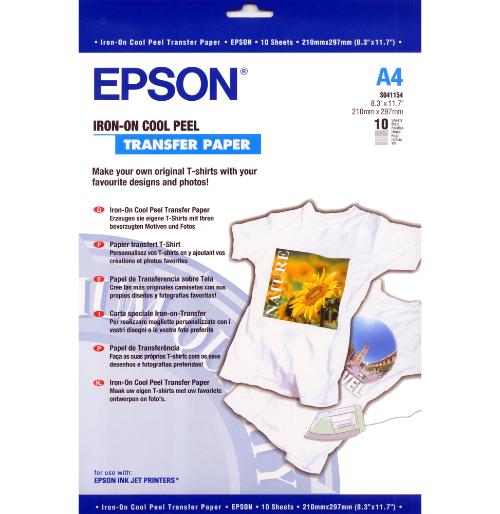 Epson Iron-on-Transfer Paper A4 – Papier de transfert thermocollant (C13S041154)