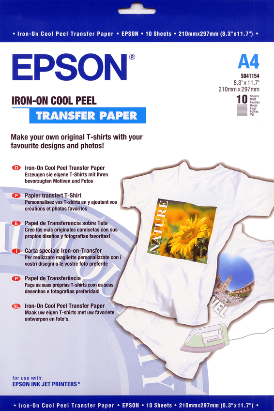 Epson Iron-on-Transfer Paper A4 – Papier de transfert thermocollant (C13S041154)