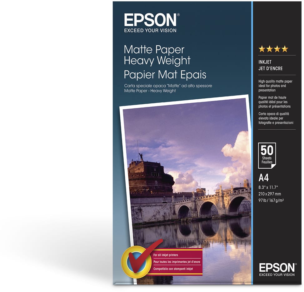 Epson Papier photo A4 mat 167 g/m2, 50 feuilles (C13S041256) — image 1