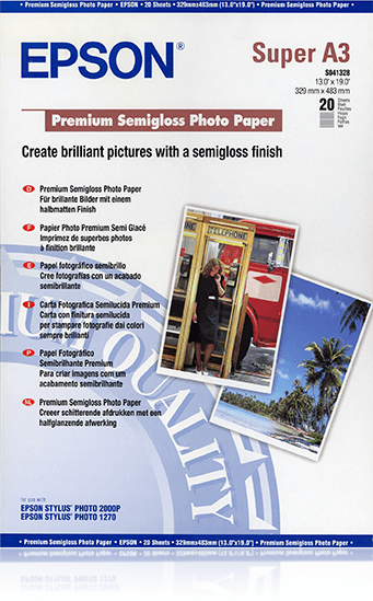 Epson Premium Semi Glacé A3+ – Papier photo semi-glacé (C13S041328)