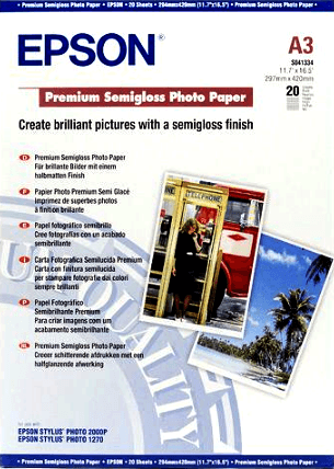 Epson Pap Photo Premium Semi Glacé A3 – Papier photo de qualité supérieure (C13S041334)