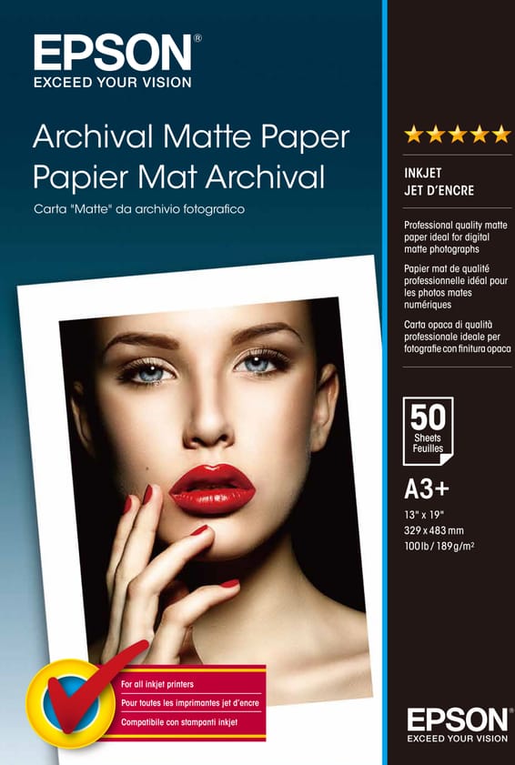 Epson Pap Mat Archival A3+ – Papier mat pour impression photo (C13S041340)