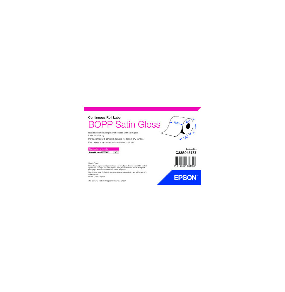 Epson BOPP Satin Gloss Label - Étiquette satinée en rouleau continu (C33S045737)