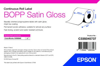Epson BOPP Satin Gloss Label - Étiquette satinée en rouleau continu (C33S045737)