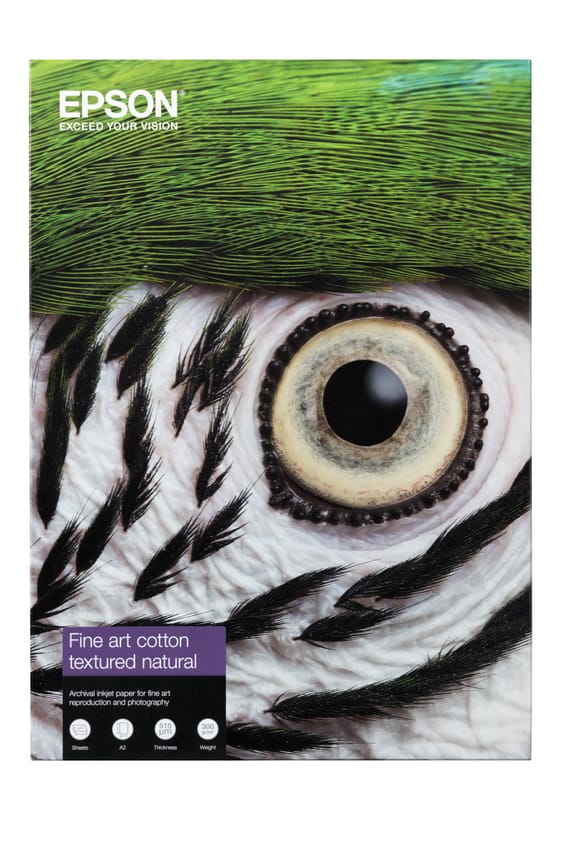 Epson Fine Art Cotton Textured Natural II A2 – Papier d’art 100 % coton (C13S450283NQ)