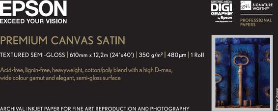 Epson Toile Premium Canvas Satin 350g 24" (0,610x12,2m) – Papier en rouleau artistique (C13S041847)