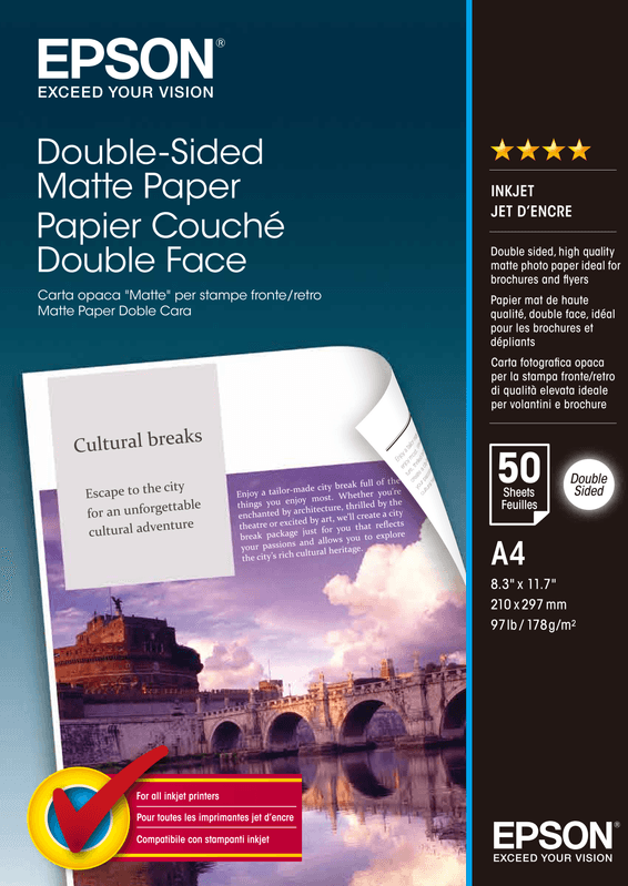 Epson Double-Sided Matte Paper A4 – Papier mat double face (C13S041569)
