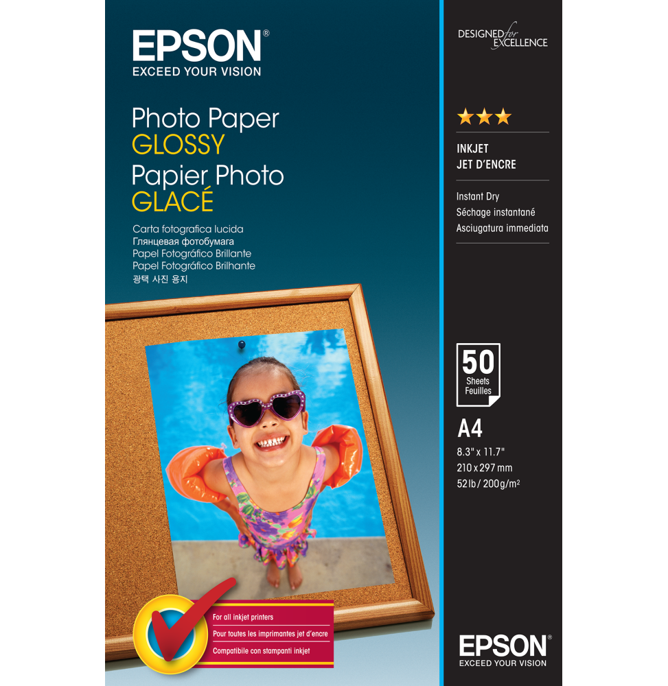 Epson Photo Paper Glossy A4 - Papier photo glacé 50 feuilles (C13S042539)