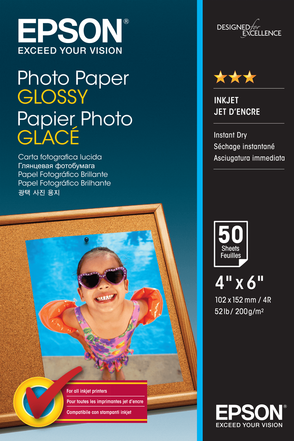 Epson Photo Paper Glossy - Papier photo glacé 10x15cm - 50 Feuilles (C13S042547) — image 1