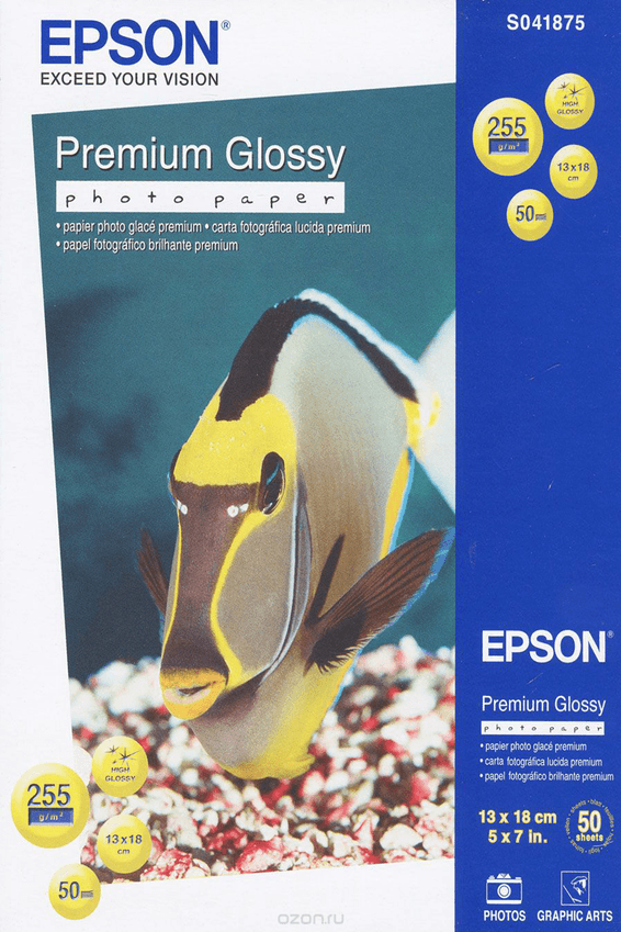 Epson Premium Glossy Photo Paper - Papier photo glacé 13x18cm - 50 Feuilles (C13S041875)
