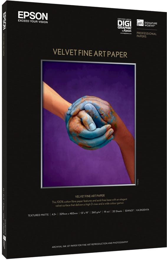 Epson Pap d'Art Velvet 260g 20f. A3+ – Papier Fine Art Mat (C13S041637)