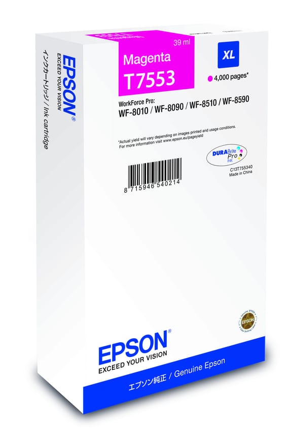 Epson WF-8xxx Series – Cartouche d'encre DURABrite™ Pro XL Magenta (C13T75534N)