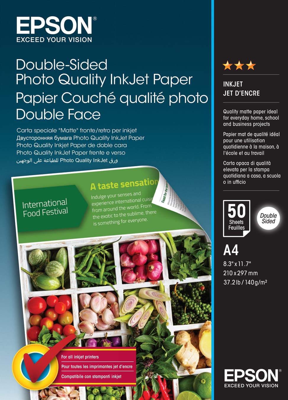Epson Double-Sided Photo Quality Inkjet Paper A4 - Papier jet d'encre qualité photo (C13S400059) — image 1