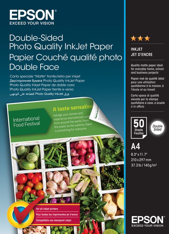 Epson Double-Sided Photo Quality Inkjet Paper A4 - Papier jet d'encre qualité photo (C13S400059)