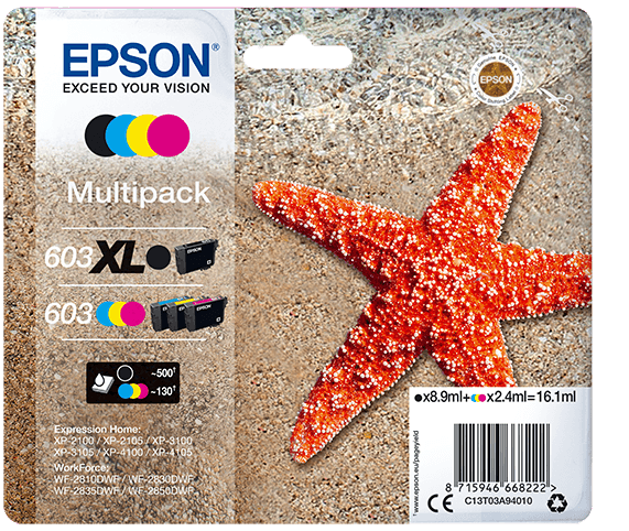 Epson 603 XL Black/Std. CMY – Multipack d'encres quatre couleurs (C13T03A94020) — image 1