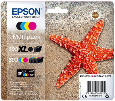 Epson 603 XL Black/Std. CMY – Multipack d'encres quatre couleurs (C13T03A94020) — image 2