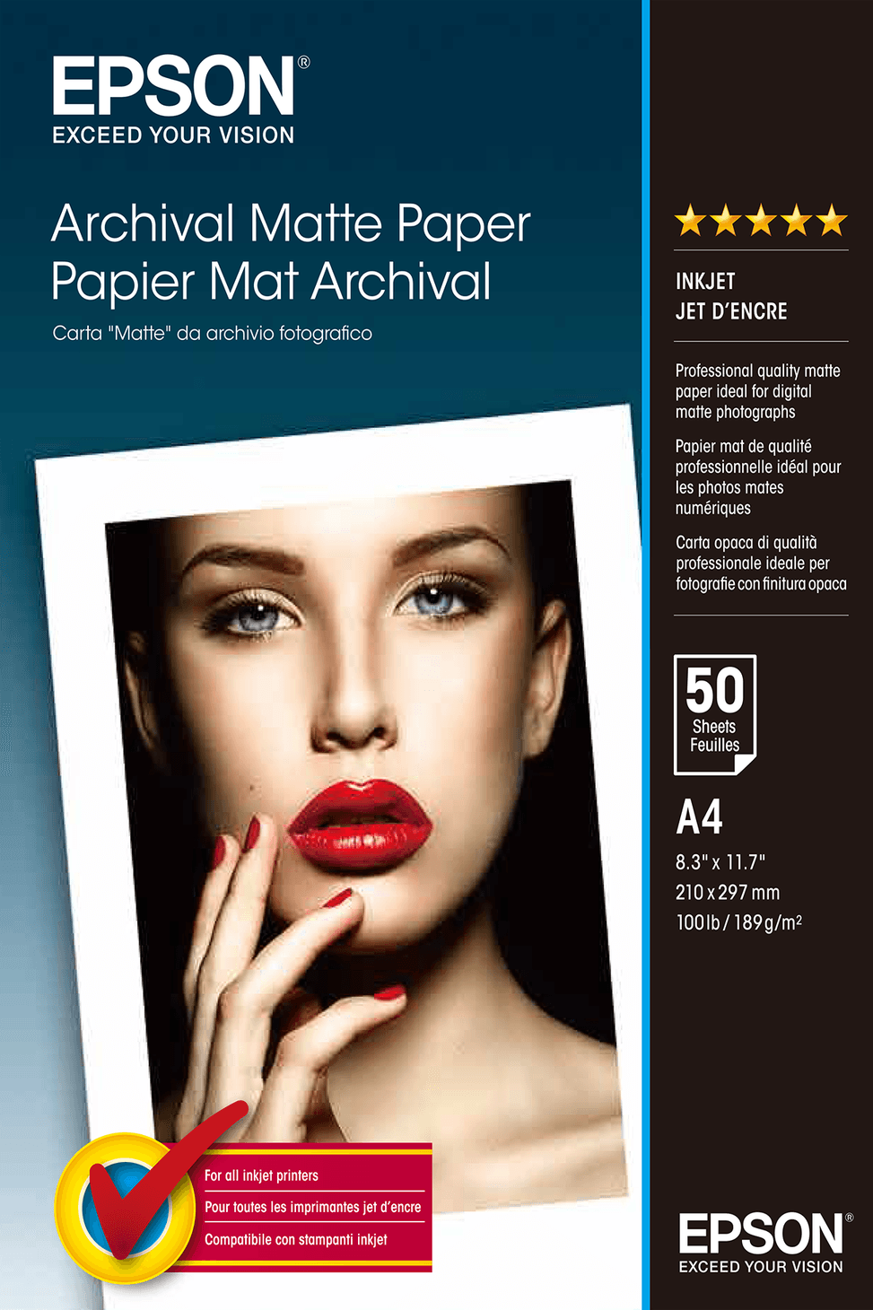 Epson Archival Matte Paper A4 – Papier photo mat professionnel 189 g/m2 (C13S041342) — image 2