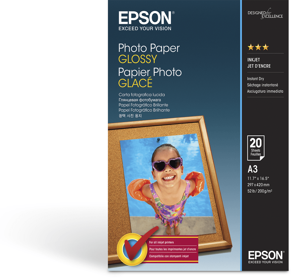 Epson Papier photo A3 brillant 200 g/m2, 20 feuilles (C13S042536) — image 1