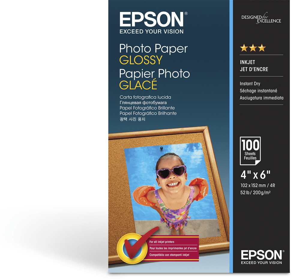 Epson Papier photo brillant 100 x 150 mm – Papier photo glacé 200 g/m² (C13S042548) — image 1