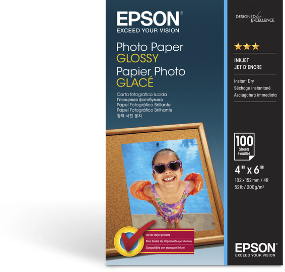 Epson Papier photo brillant 100 x 150 mm – Papier photo glacé 200 g/m² (C13S042548)