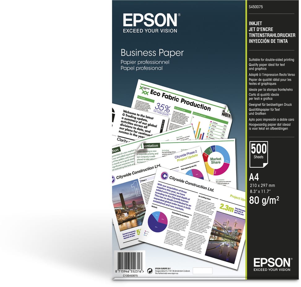 Epson Papier professionnel A4 Jet d’Encre 80 g/m2, 500 feuilles (C13S450075) — image 1