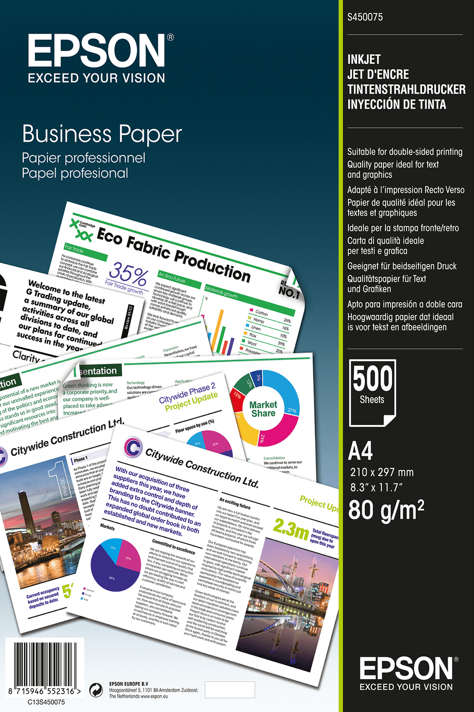 Epson Papier professionnel A4 Jet d’Encre 80 g/m2, 500 feuilles (C13S450075) — image 3