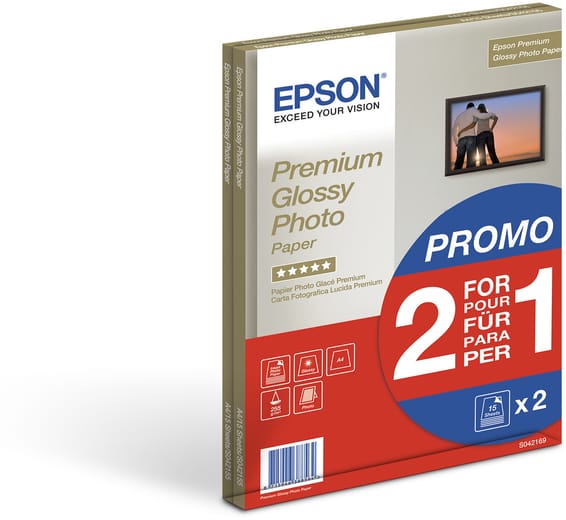 Epson Premium Glossy Photo Paper A4 – Papier photo brillant 255 g/m² (C13S042169)